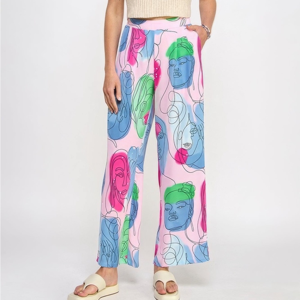 Printed Wide Leg Pants